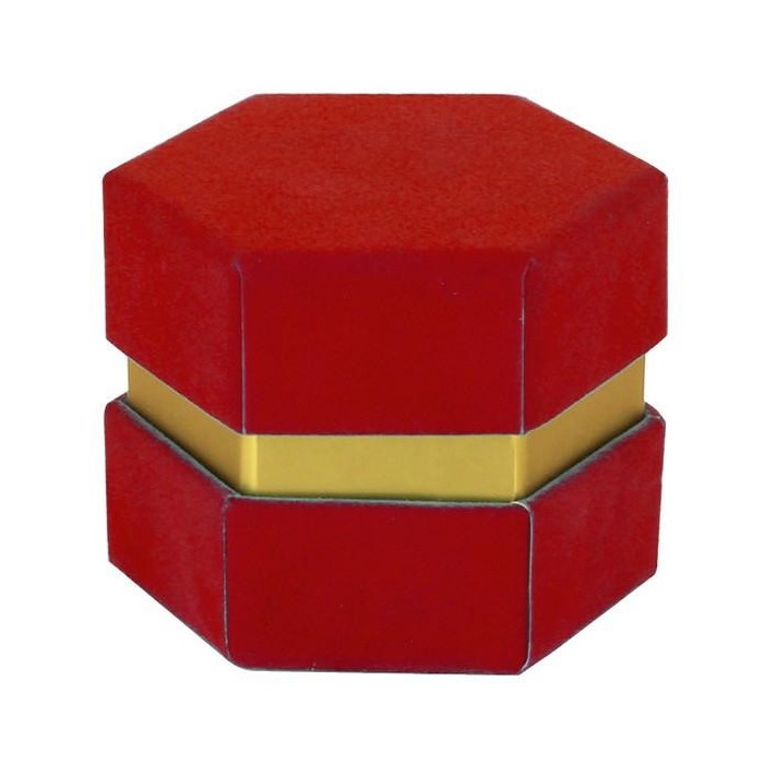 SCATOLA ESAGONALE 8.5XH6.5 VELLUTO ROSSA CON DIVISORIO