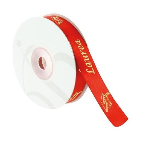 NASTRO RASO LAUREA ROSSO 15MMX25MT.