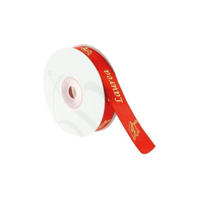 NASTRO RASO LAUREA ROSSO 15MMX25MT.