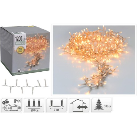 1200 LED EXTRA CALDO CAVO TRASPARENTE LUCE FISSA