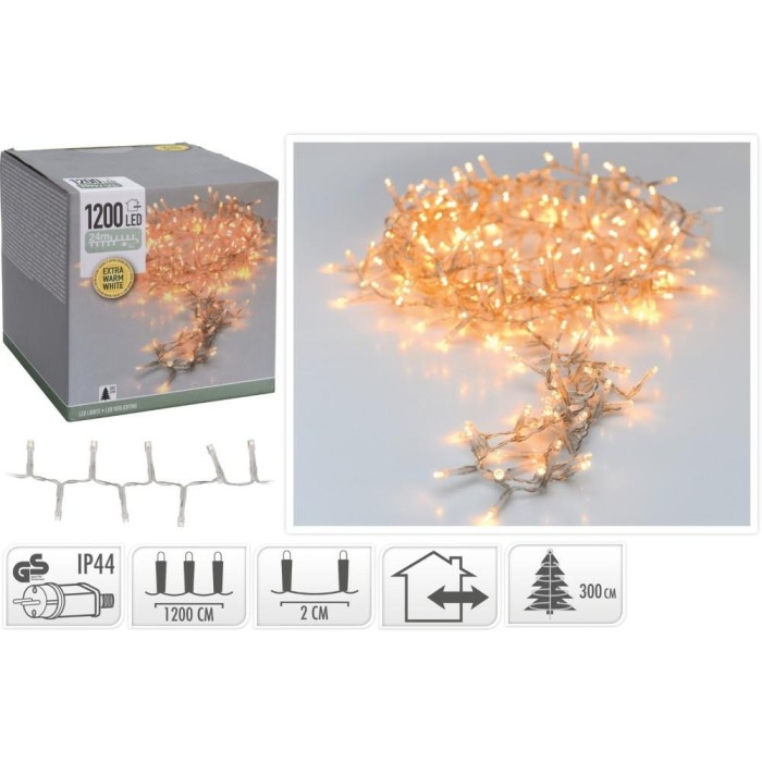 1200 LED EXTRA CALDO CAVO TRASPARENTE LUCE FISSA