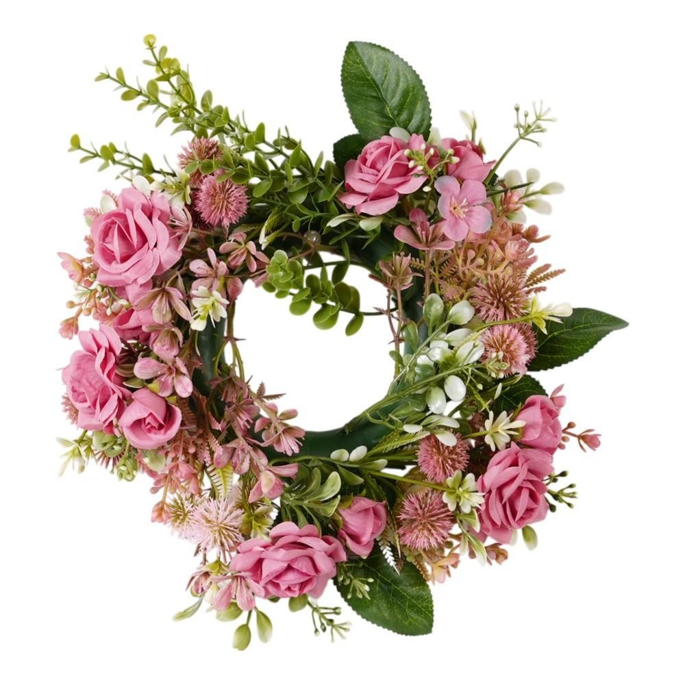 CORONA FIORITA CON ROSE CM.30 MAUVE