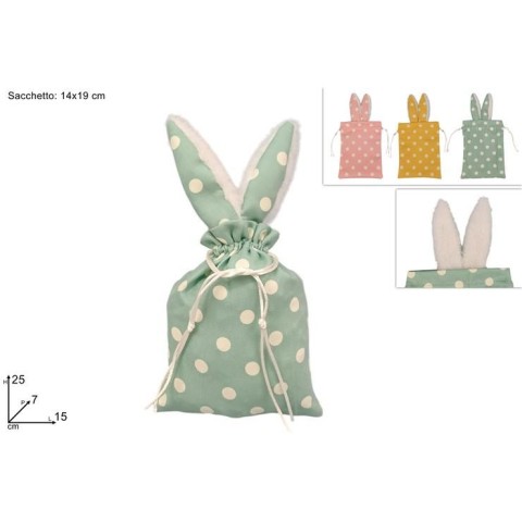 SACCHETTO 14X19 CM C ORECCHIE CONIGLIO 3 COL