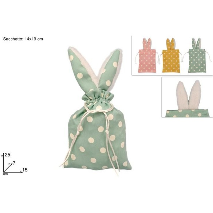 SACCHETTO 14X19 CM C ORECCHIE CONIGLIO 3 COL
