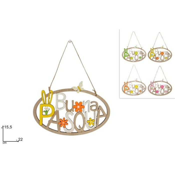 APPENDINO SCRITTA IN LEGNO  BUONA PASQUA  COL ASS.