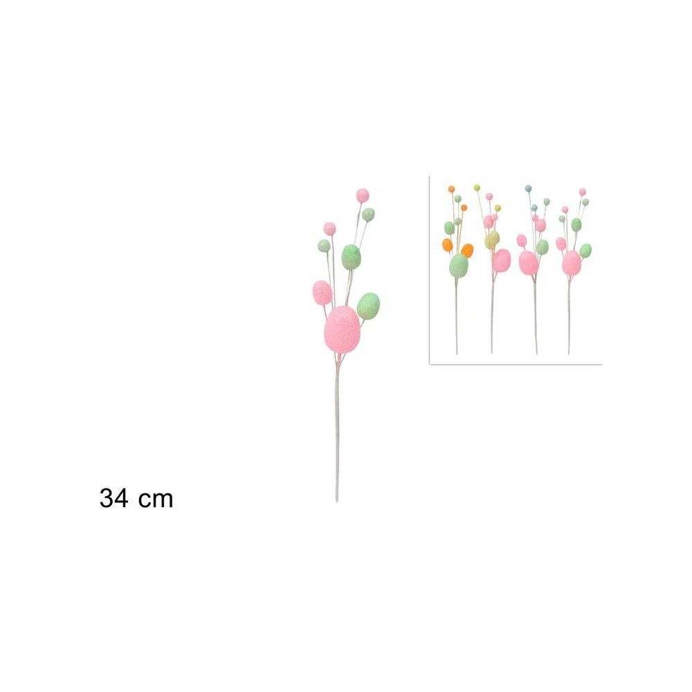 STELO 34 CM C BACCHE E UOVA GLITTERATE 4 ASS.