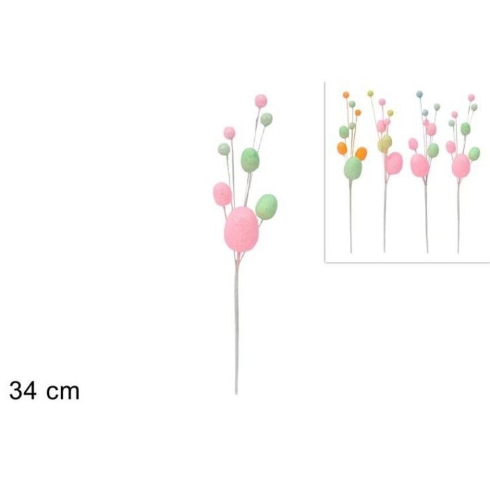 STELO 34 CM C BACCHE E UOVA GLITTERATE 4 ASS.