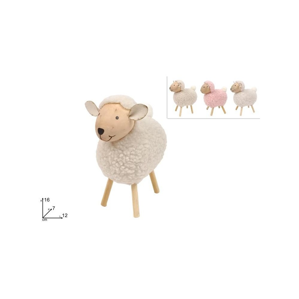 PECORA LEGNO CON PELLICCIA 16CM 3COL