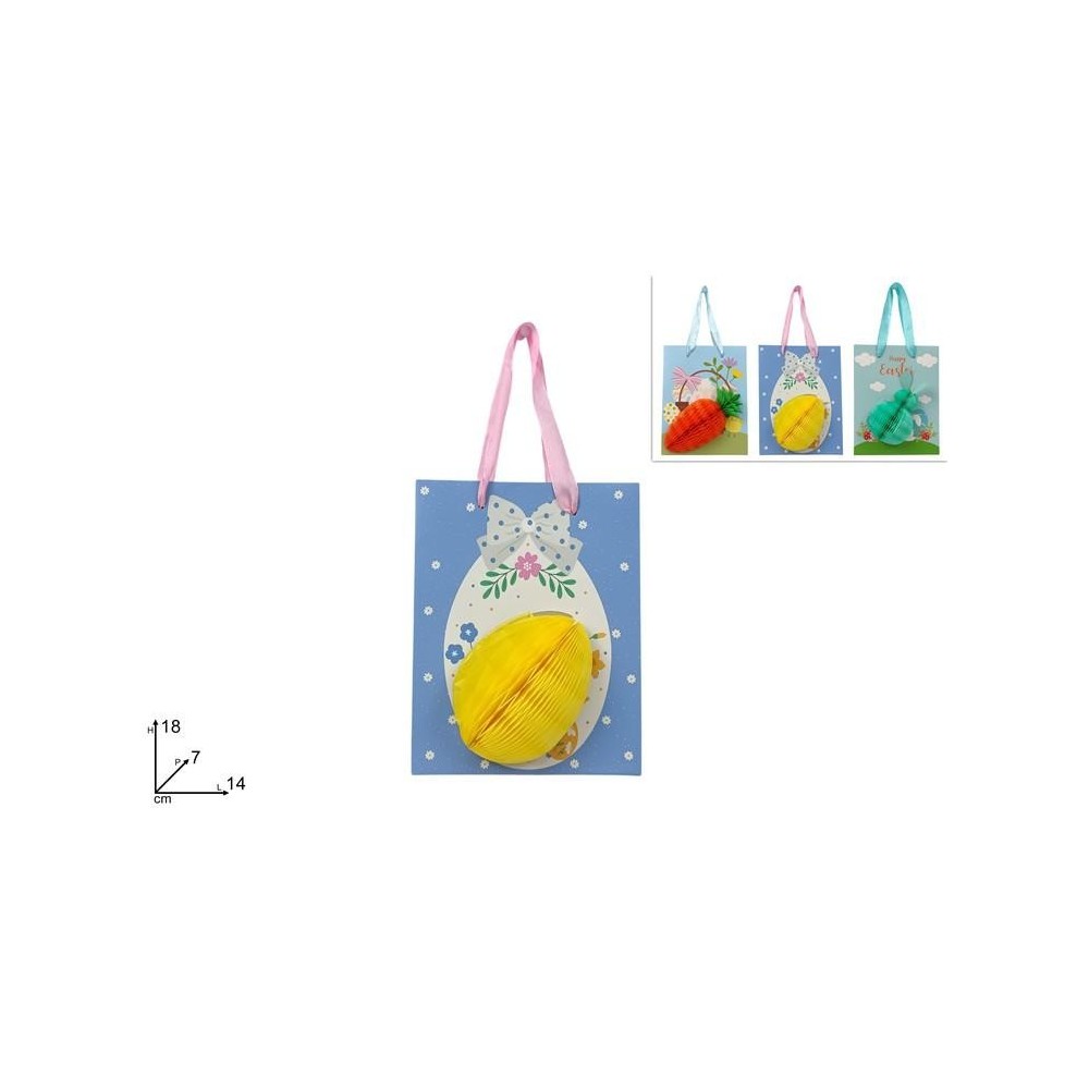 BUSTA REGALO C SOGGETTO PASQUALE IN CARTA 18X14X7 3 ASS