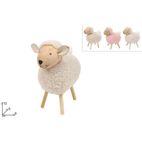PECORA LEGNO CON PELLICCIA 12CM 3COL