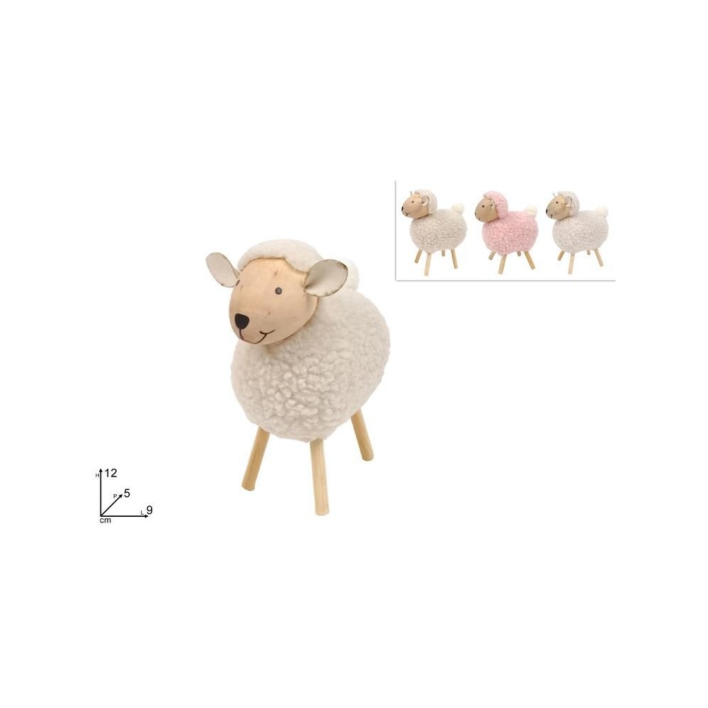 PECORA LEGNO CON PELLICCIA 12CM 3COL