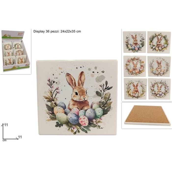 SOTTOBICCHIERE BASE SUGHERO 11CM DECORI PASQUALI ASS