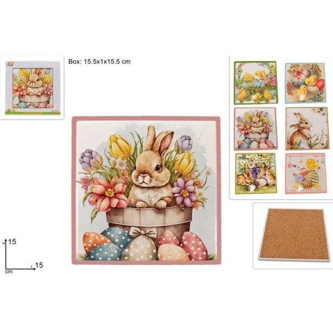 SOTTOPENTOLA BASE SUGHERO QUADRATO 15CM DECORI PASQUALI ASS