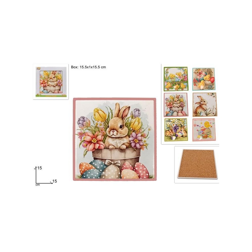 SOTTOPENTOLA BASE SUGHERO QUADRATO 15CM DECORI PASQUALI ASS