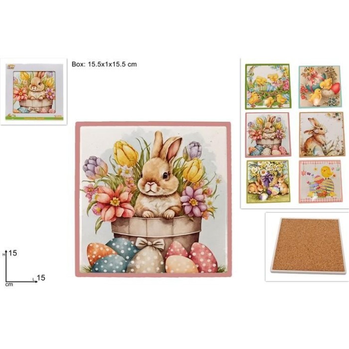 SOTTOPENTOLA BASE SUGHERO QUADRATO 15CM DECORI PASQUALI ASS