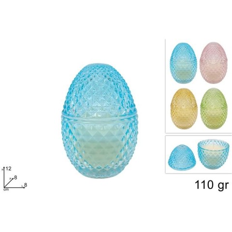 UOVO POTICHE IN VETRO DECORO DIAMANTE C CANDELA 110GR