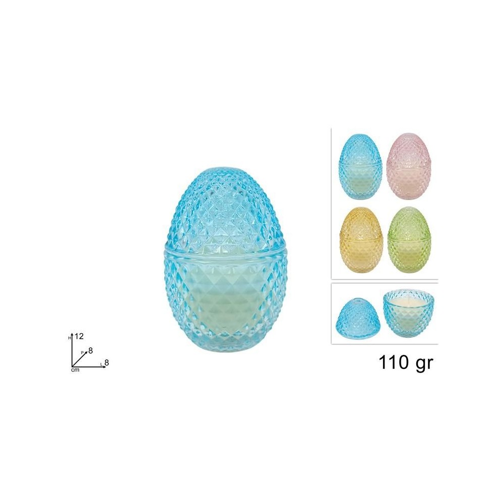 UOVO POTICHE IN VETRO DECORO DIAMANTE C CANDELA 110GR