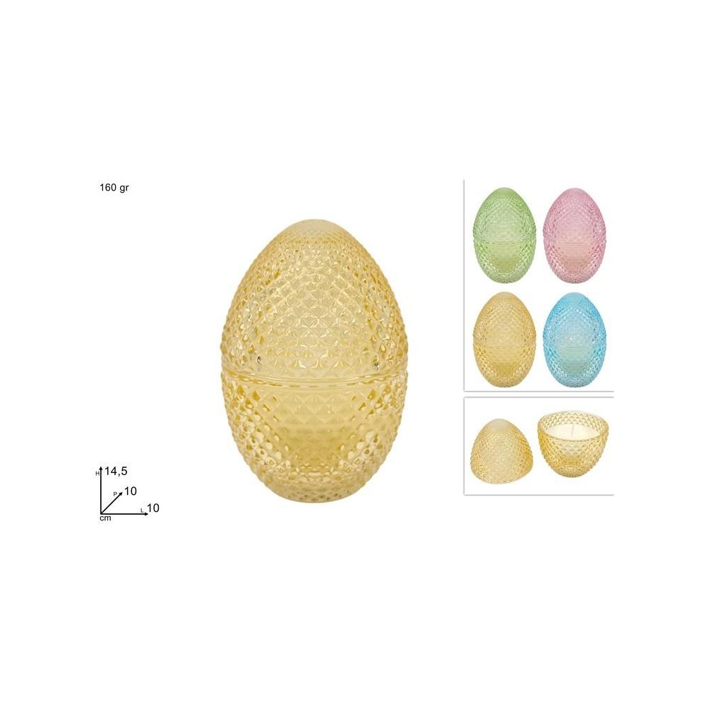 UOVO POTICHE IN VETRO DECORO DIAMANTE C CANDELA 160GR