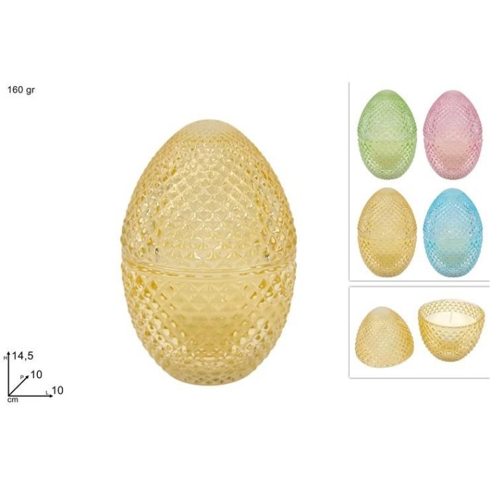 UOVO POTICHE IN VETRO DECORO DIAMANTE C CANDELA 160GR