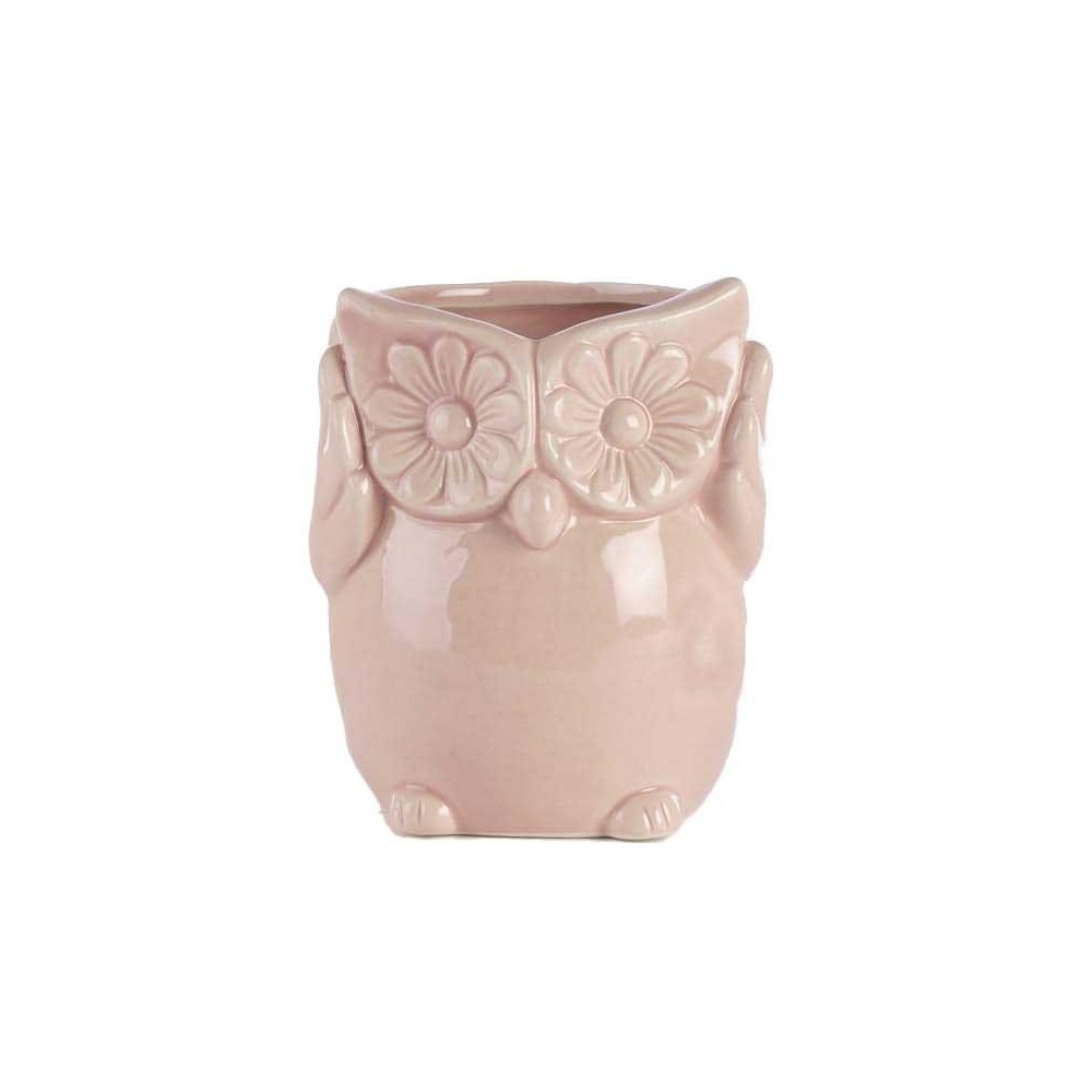 VASETTO GUFO ROSA CERAMICA EST D.8.5 H.9.5