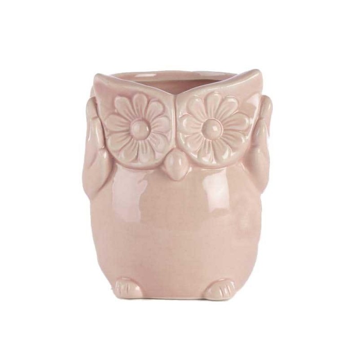 VASETTO GUFO ROSA CERAMICA EST D.8.5 H.9.5