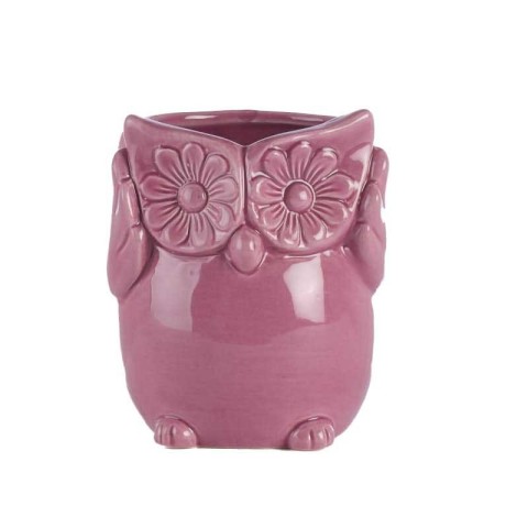 VASETTO GUFO PRUGNA CERAMICA EST D.8.5 H.9.5