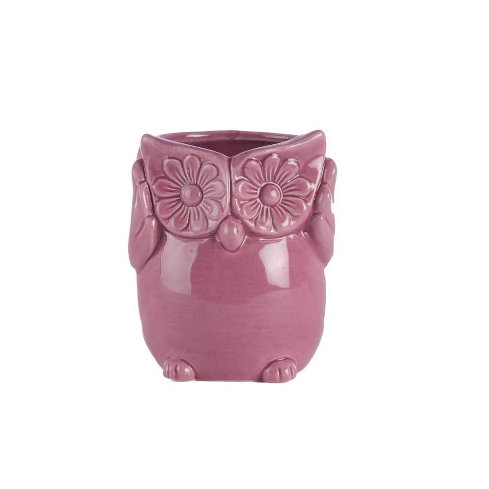 VASETTO GUFO PRUGNA CERAMICA EST D.8.5 H.9.5