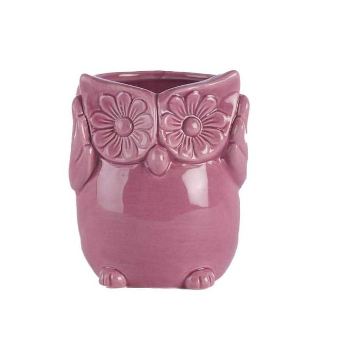 VASETTO GUFO PRUGNA CERAMICA EST D.8.5 H.9.5