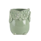 VASETTO GUFO VERDE MENTA CERAMICA EST D.8.5 H.9.5