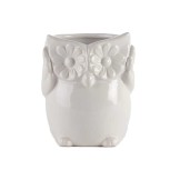 VASETTO GUFO BIANCO CERAMICA EST D.8.5 H.9.5