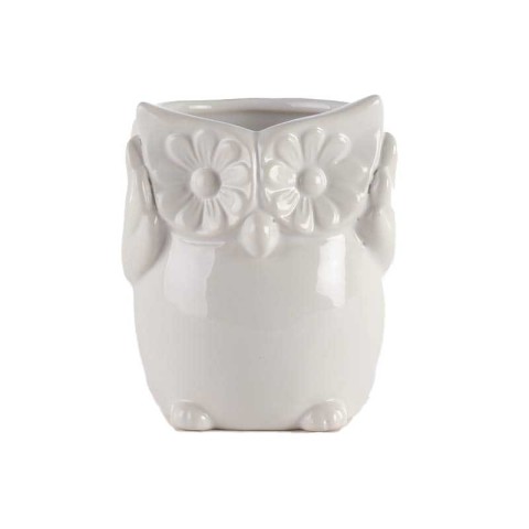 VASETTO GUFO BIANCO CERAMICA EST D.8.5 H.9.5