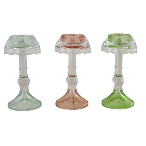 LUME PCANDELA VETRO 3 COLORI ASS. 8.5X8.5X17.3