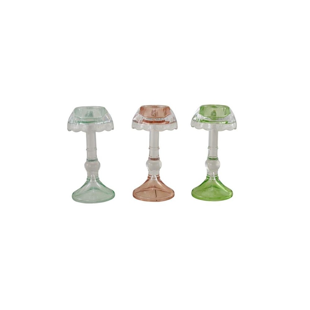 LUME PCANDELA VETRO 3 COLORI ASS. 8.5X8.5X17.3