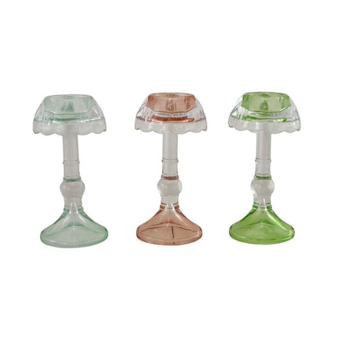 LUME PCANDELA VETRO 3 COLORI ASS. 8.5X8.5X17.3