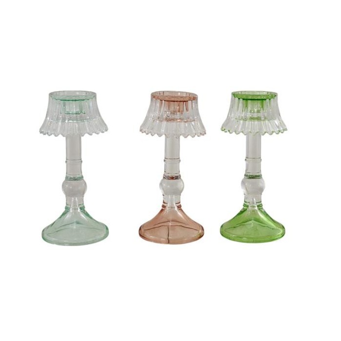 LUME PCANDELA VETRO 3 COLORI 7.8X7.8X17.3