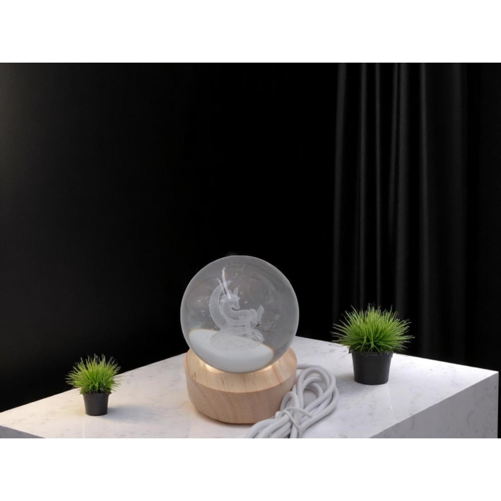 LAMPADA  GLOBO VETRO UNICORNO LUNA CM.6X8