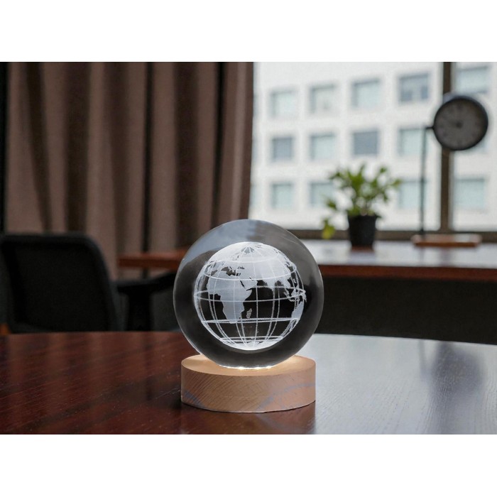 LAMPADA GLOBO VETRO LUCE MAPPAMONDO GR. CM.8X10