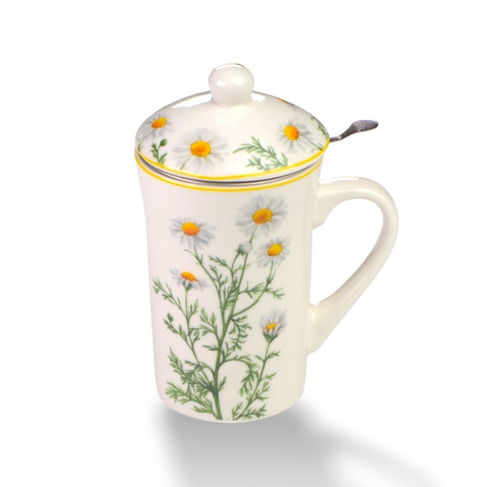 TISANIERA PORCELLANA CON FILTRO ACCIAIO MARGHERITA DESIGN