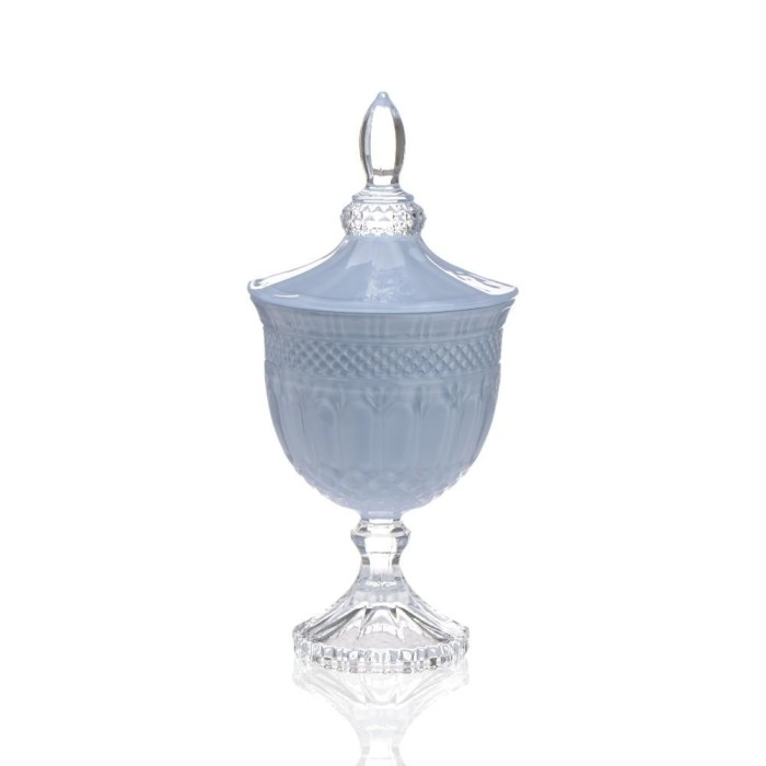 PORTA BOMBOM VETRO VERONICA CELESTE POLVERE