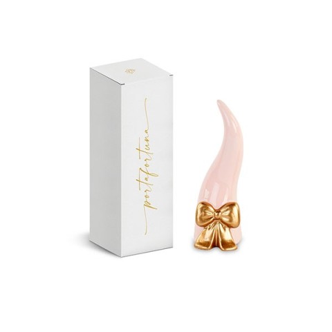 CORNETTO ROSA CON FIOCCO ORO SCATOLA H.120