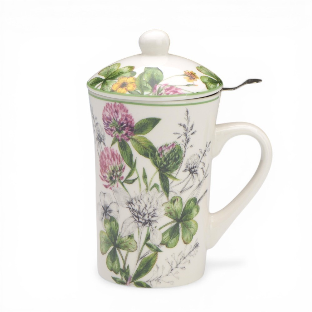 TISANIERA PORCELLANA CON FILTRO ACCIAIO QUDRIFOGLIO E PROTEE