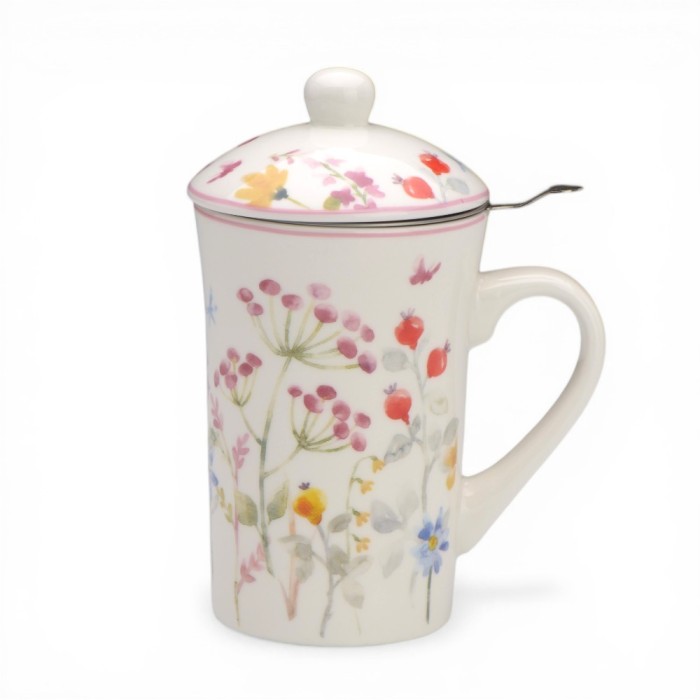 TISANIERA PORCELLANA CON FILTRO ACCIAIO SOFFIONI COLORATI