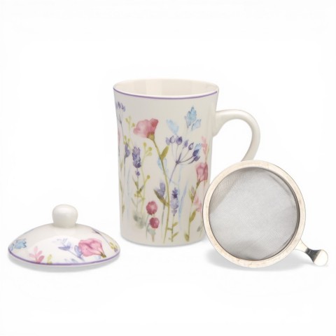 TISANIERA PORCELLANA CON FILTRO ACCIAIO LISIANTUS ROSA 2