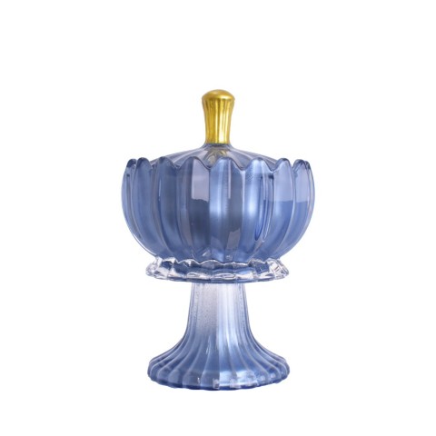 CANDELA VETRO 17CM CELESTE