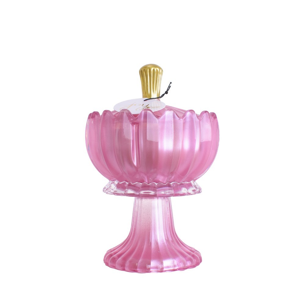 CANDELA VETRO 17CM ROSA