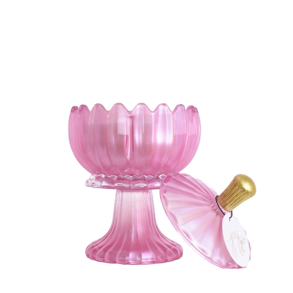 CANDELA VETRO 17CM ROSA