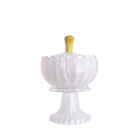 CANDELA VETRO 17CM BIANCA