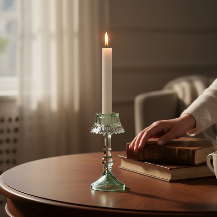 LUME PORTACANDELA VETRO IN 3 COLORI  ASSORTITI