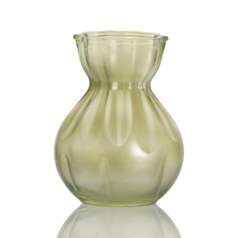 VASO VETRO ONDULATO VERDE 20X11