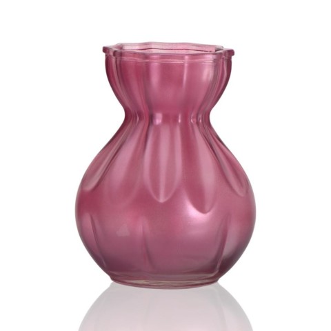 VASO VETRO ONDULATO ROSA LUCIDO 20X11